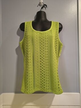 Rafaella Lime Crochet Scoop Neck Tank NWT Medium (Been In Storage) Sports wear